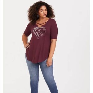 SUPER SOFT BURGUNDY MYSTICAL STRAPPY TUNIC